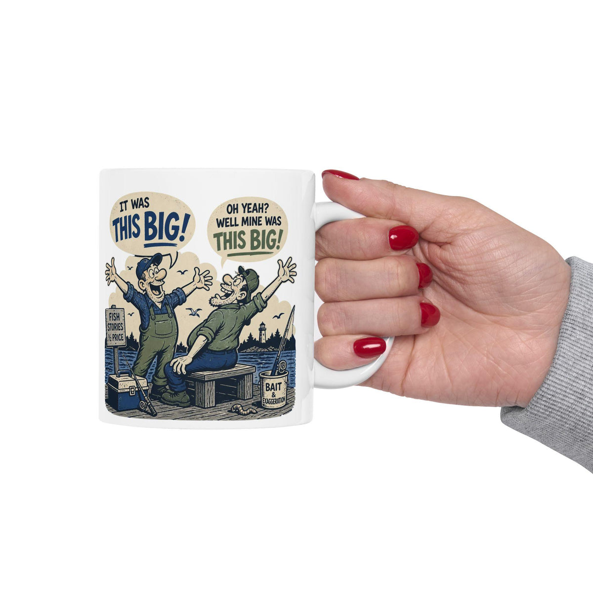 It Was This Big Fishing Cartoon Mug | Funny Fisherman Illustration