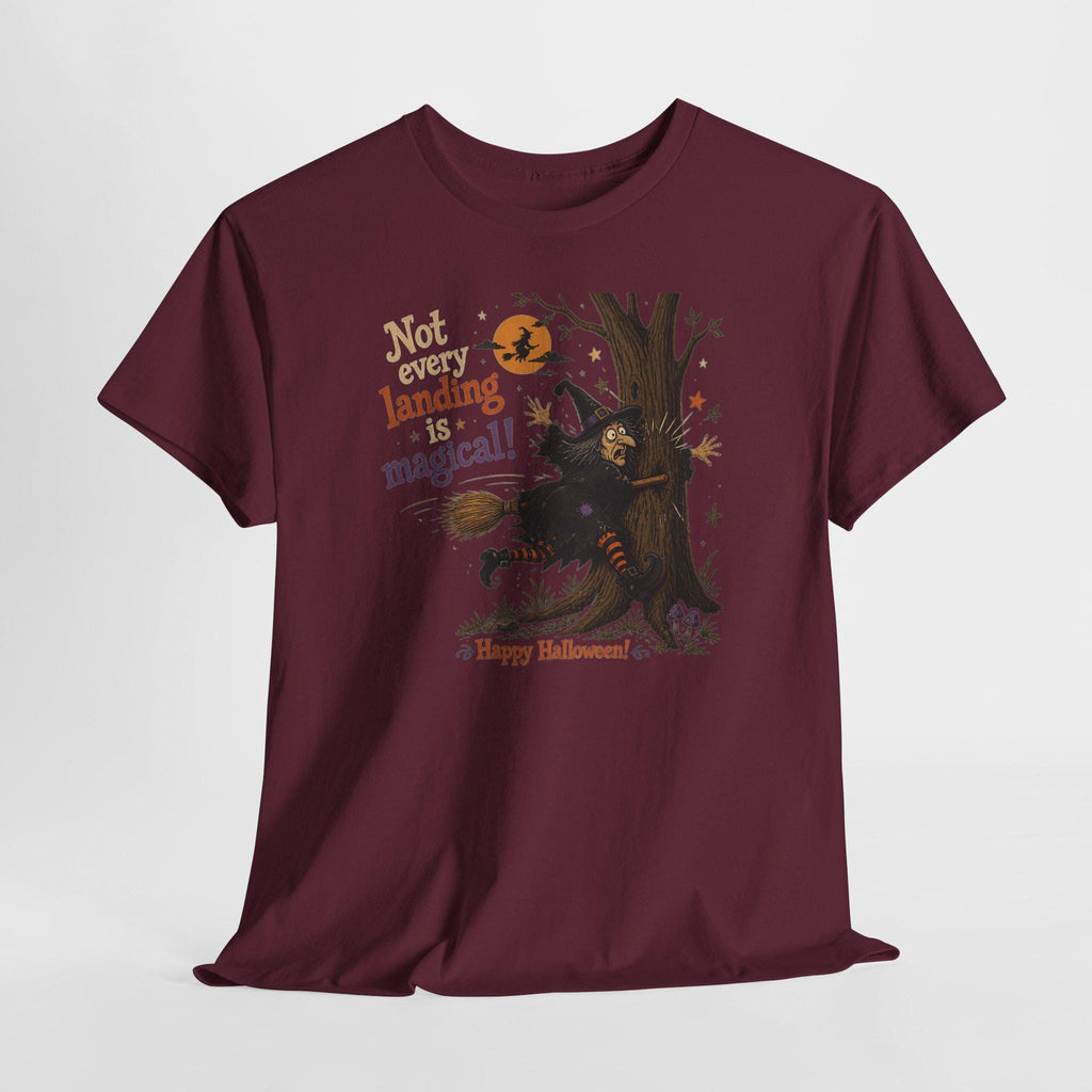 Witch Halloween Tee | Broom Landing Gone Wrong, Pumpkin Orange (100% Cotton)