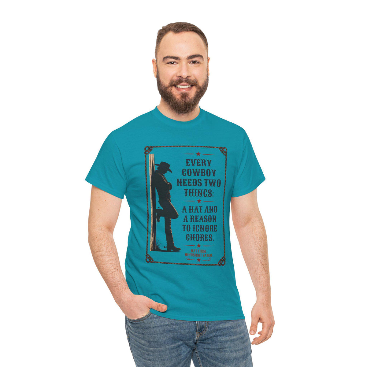 Every Cowboy Needs Two Things T-Shirt | Cowboy Silhouette, Western Quote