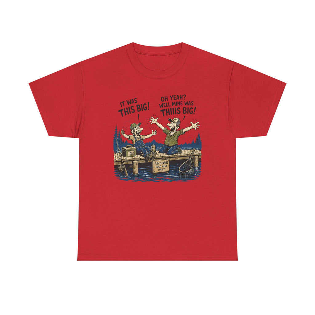 Funny Fishermen Cartoon It Was This Big T-Shirt | Fishing Tee