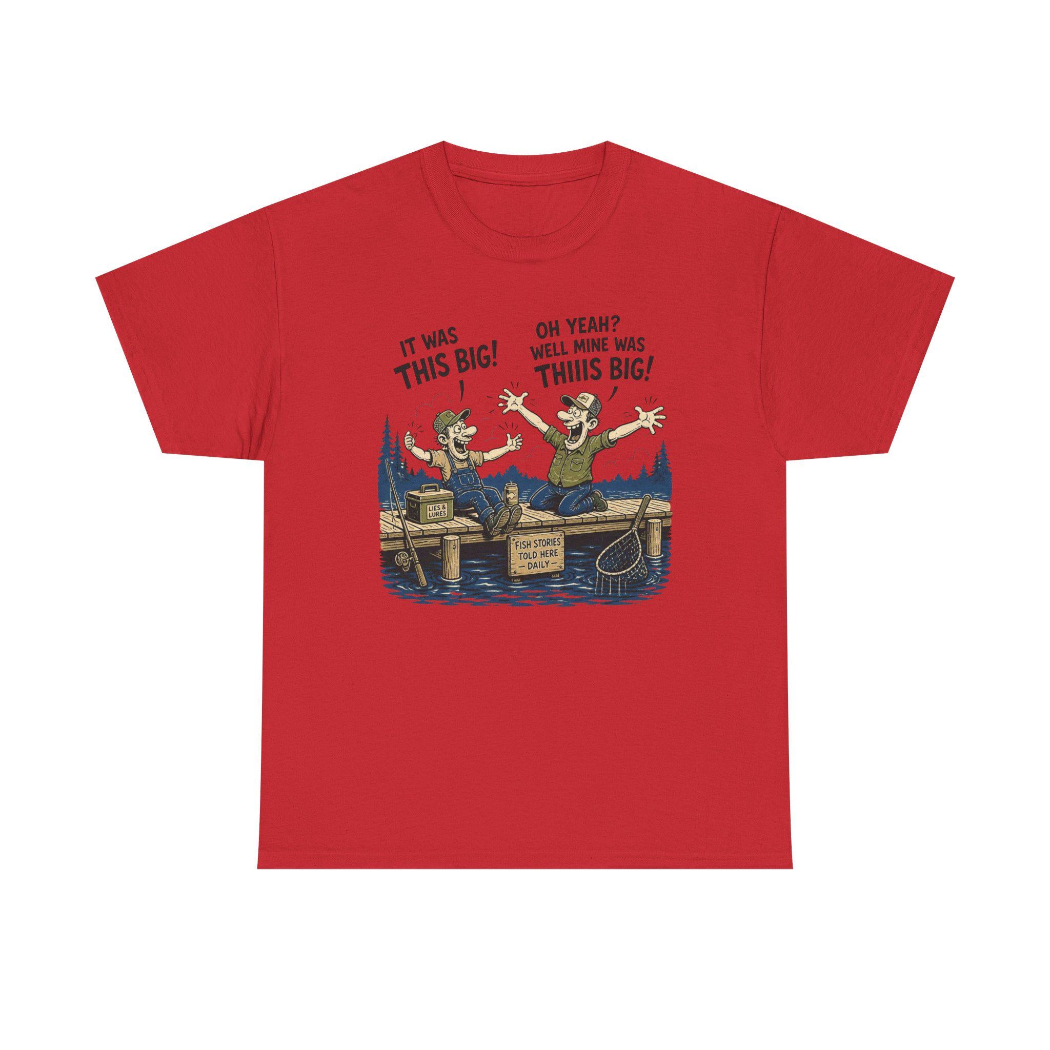 Funny Fishermen Cartoon It Was This Big T-Shirt | Fishing Tee