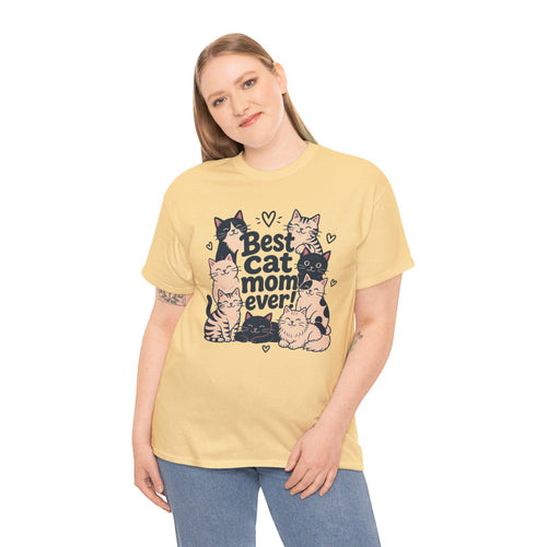 Cat Mom T-Shirt | Kitten Illustration, Cat Lover Tee, 100% Cotton