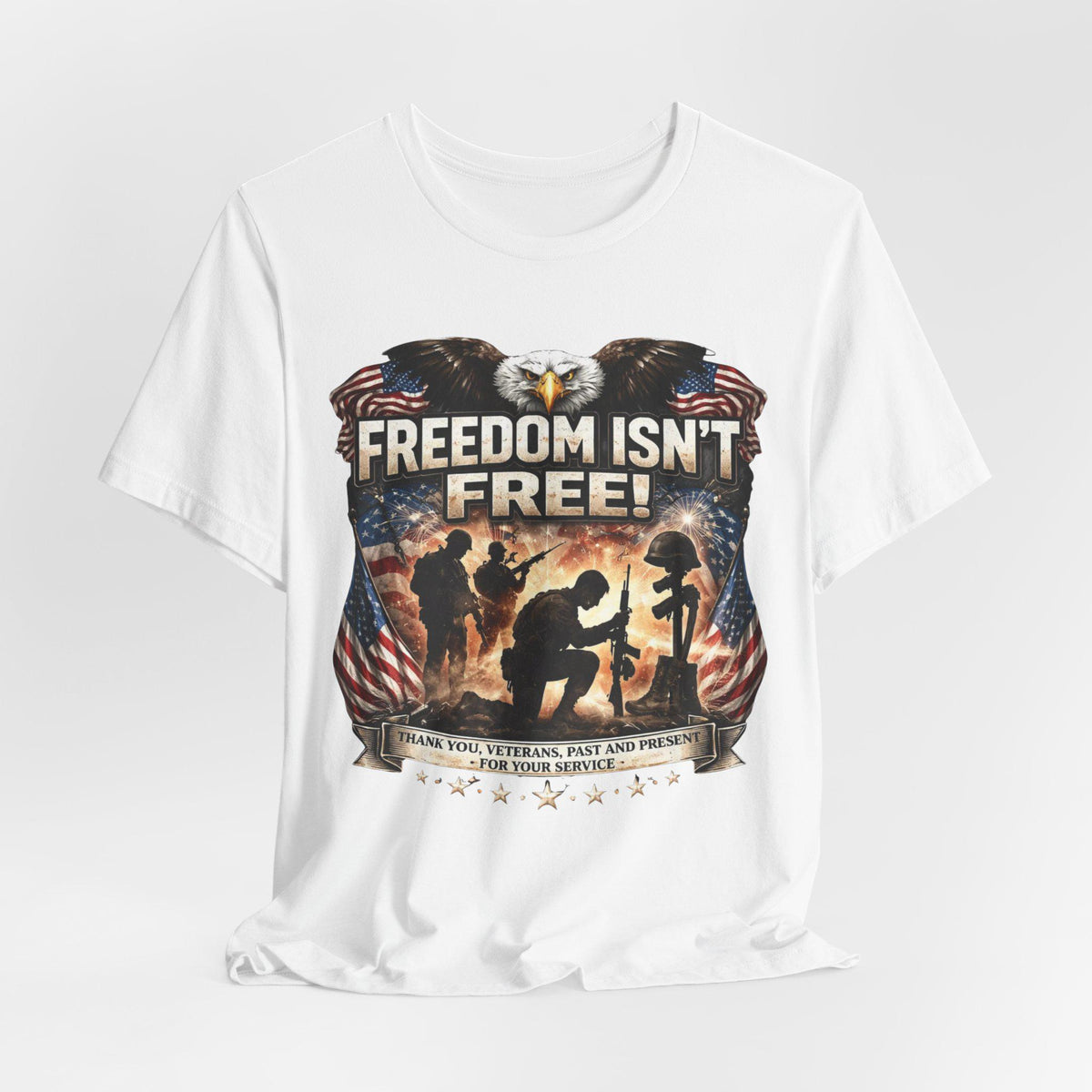 Military Memorial T-Shirt | American Flag Eagle, Veteran Service Honor