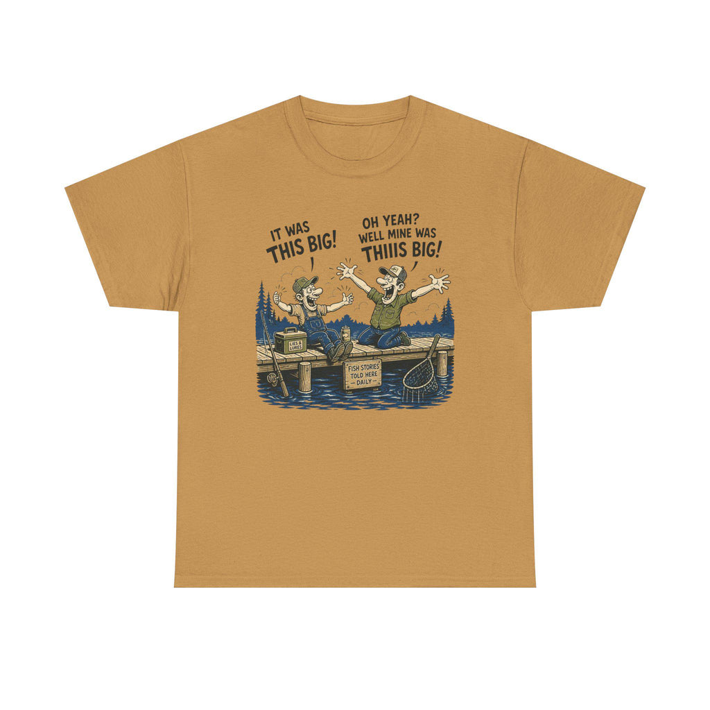 Funny Fishermen Cartoon It Was This Big T-Shirt | Fishing Tee
