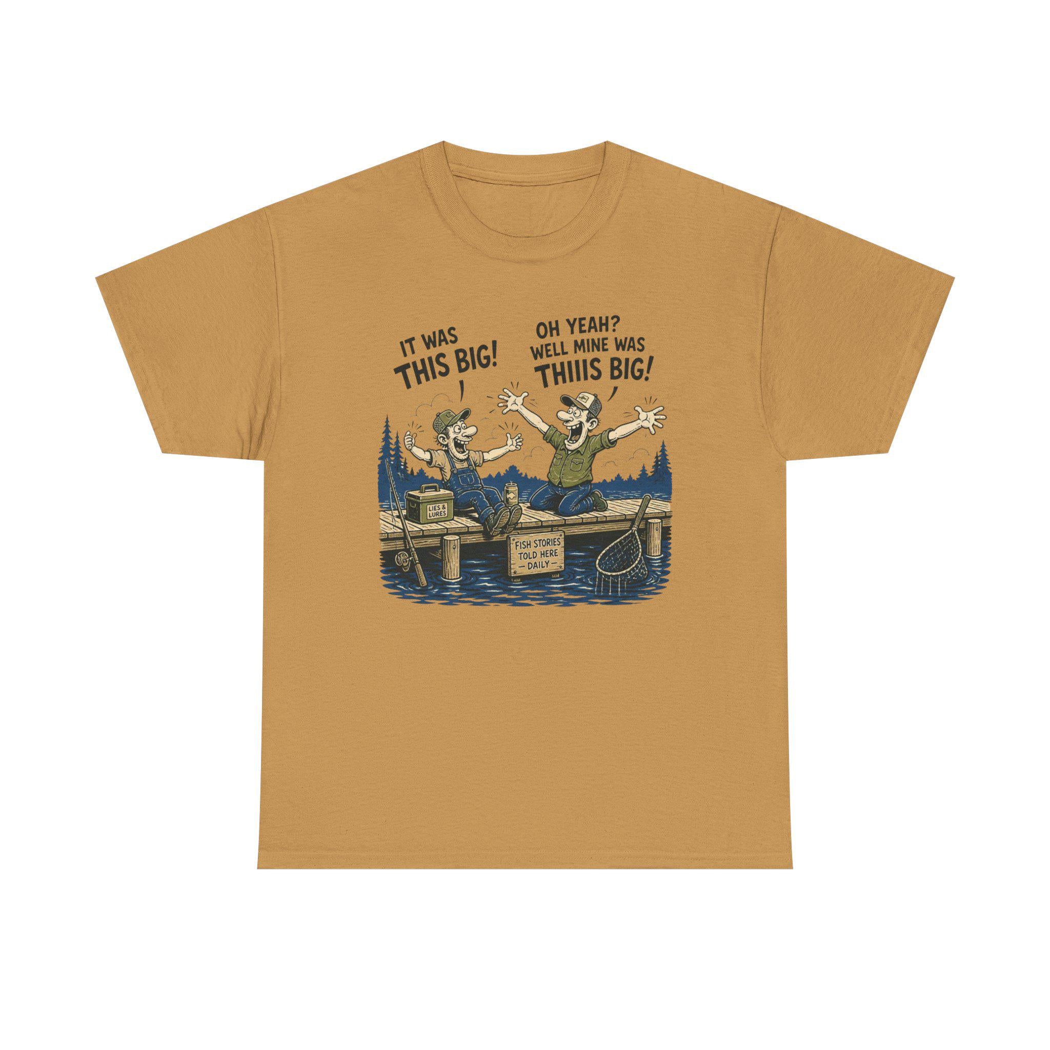 Funny Fishermen Cartoon It Was This Big T-Shirt | Fishing Tee