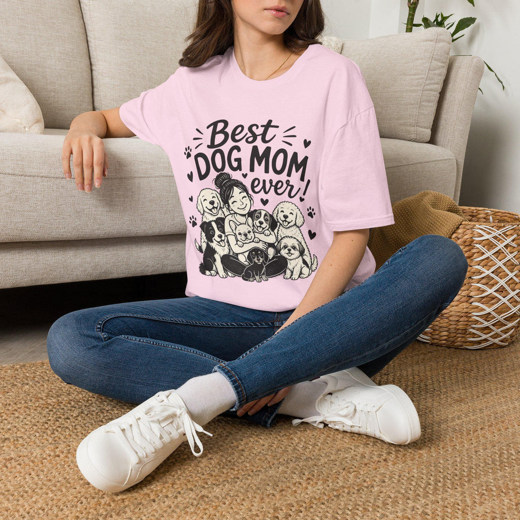 Dog Mom T-Shirt | Hand-Drawn Pups, Lightweight Cotton Tee