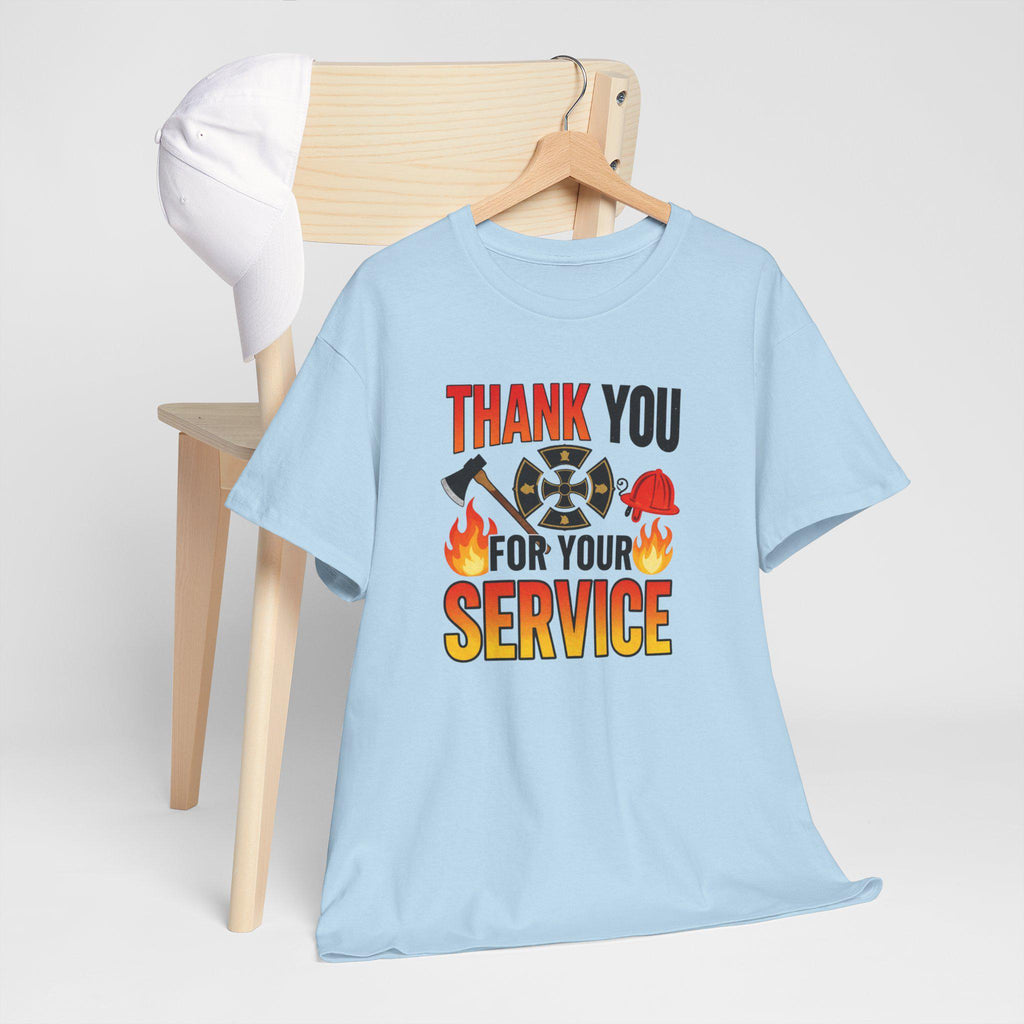 Thank You For Your Service Firefighter T-Shirt | Fire Helmet Flames Appreciation