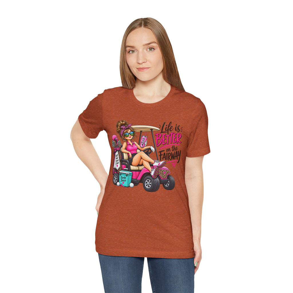 Humorous Woman Golf Cart Graphic Tee | Golf T-Shirt,