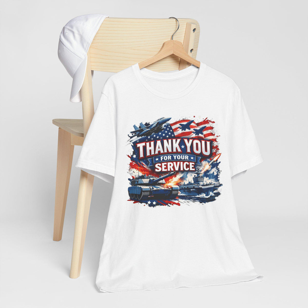 Thank You For Your Service Military Tribute T-Shirt | American Flag Jets Tank