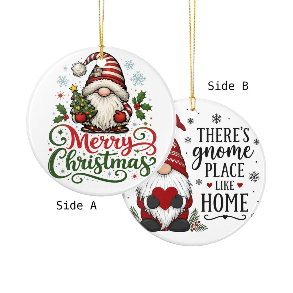 Gnome Merry Christmas Ceramic Ornament | Gnome Holiday Decoration