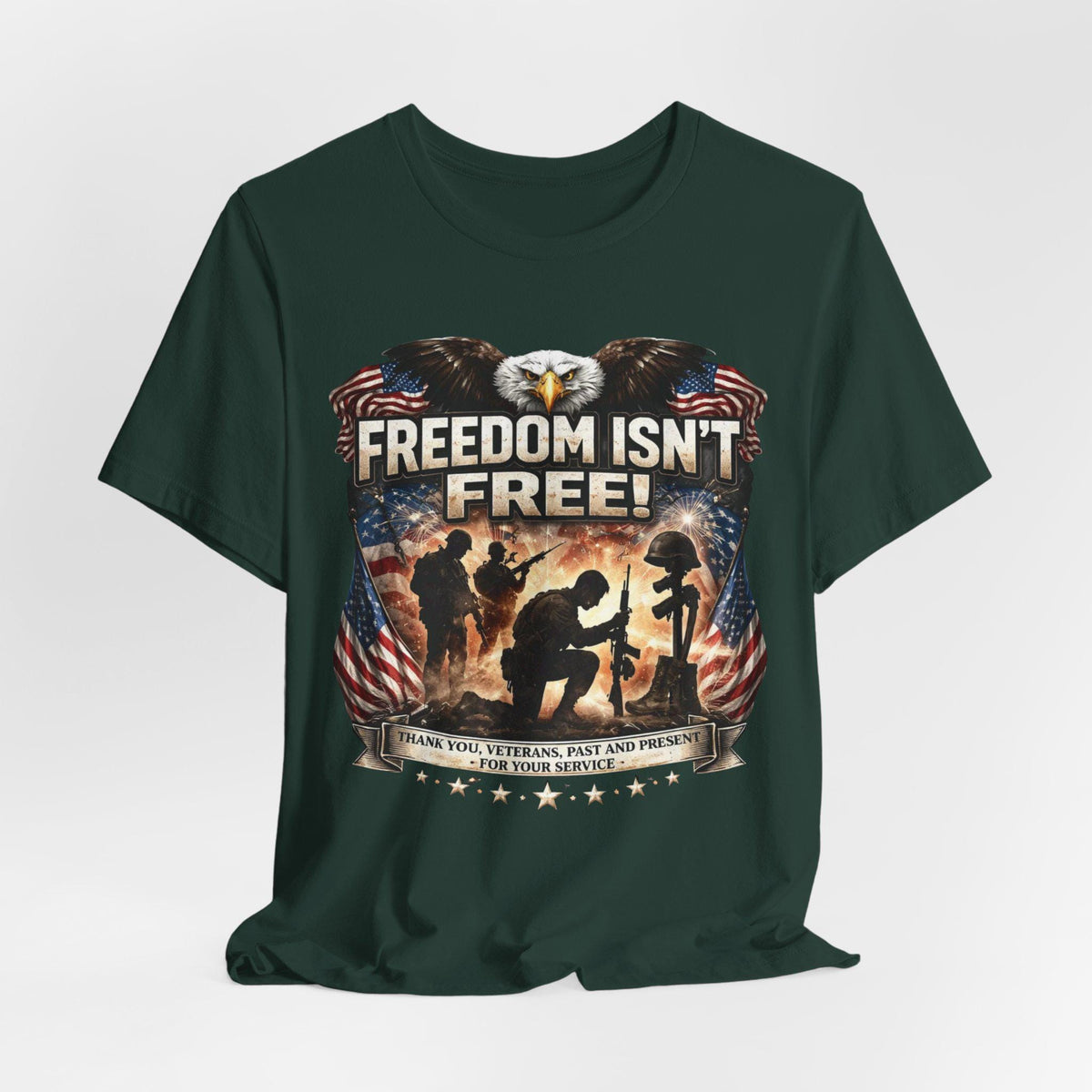 Military Memorial T-Shirt | American Flag Eagle, Veteran Service Honor