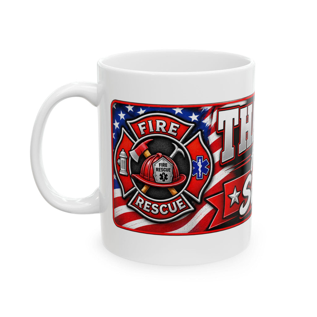 Thank You For Your Service Fire/Rescue Mug | American Flag Maltese Cross