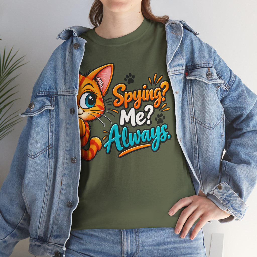 Cat Graphic Tee | Spying Me? Always Cotton T-Shirt