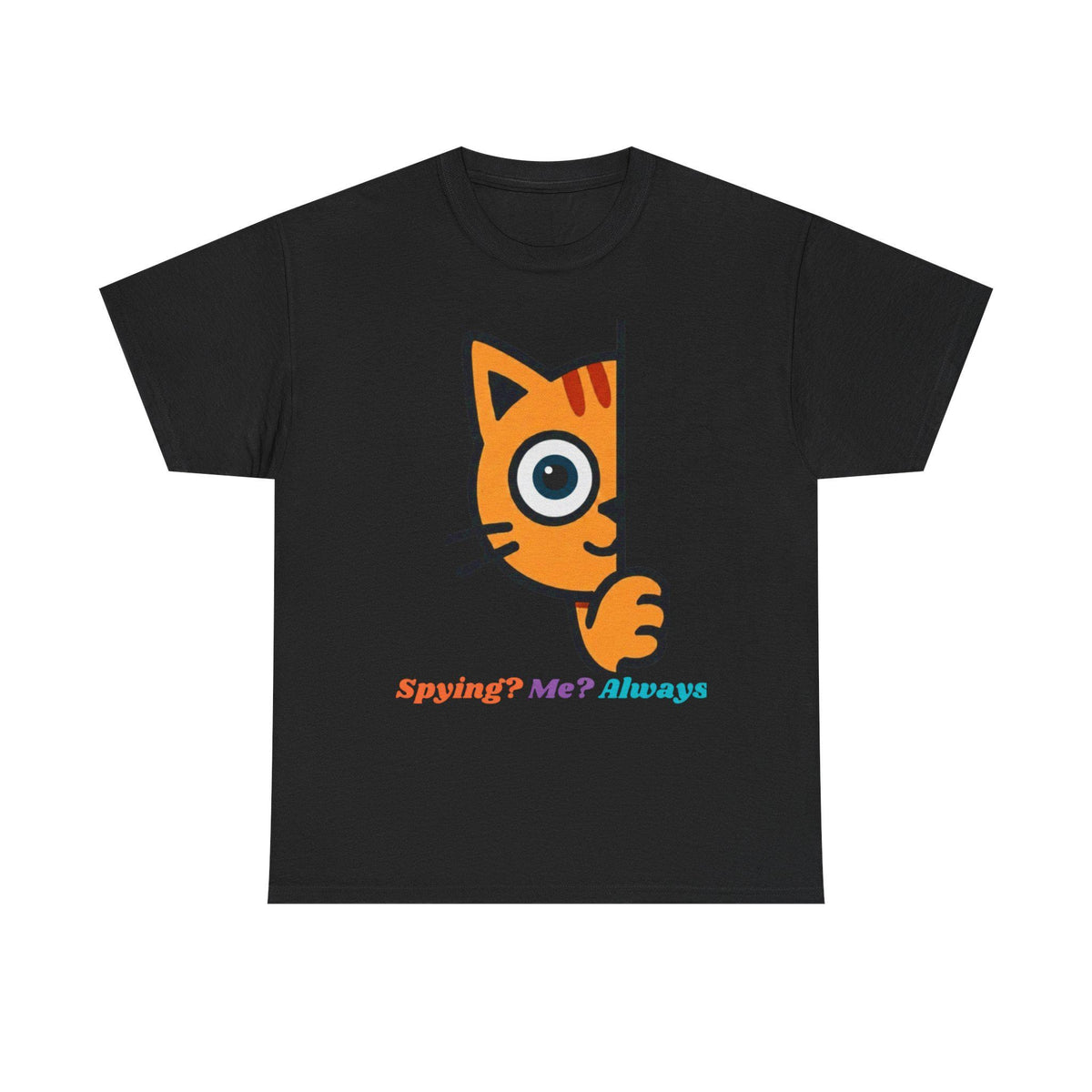 Orange Cat Peeking Tee | Playful Spying Kitty Graphic Shirt