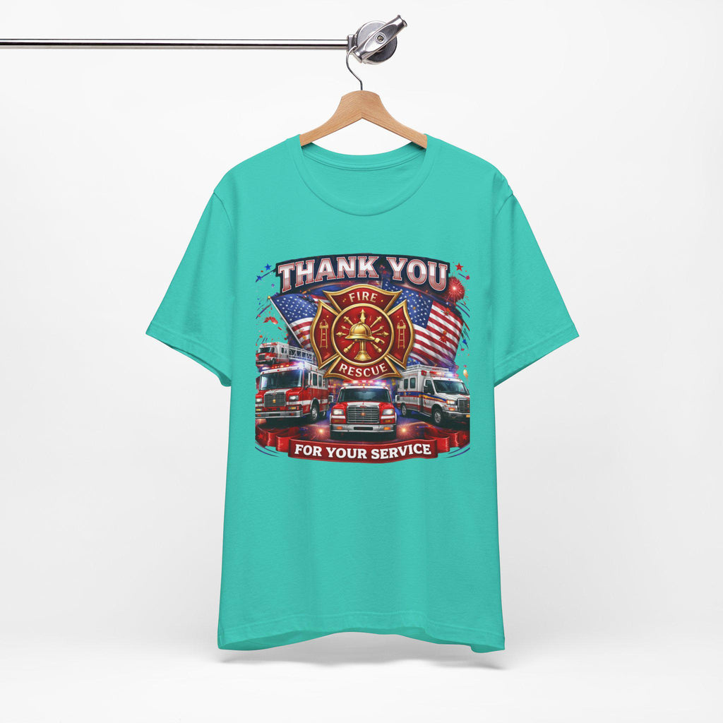 Thank You Fire Rescue For Your Service T-Shirt | Firefighter Tribute Tee