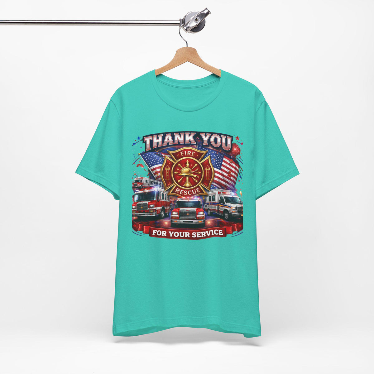 Thank You Fire Rescue For Your Service T-Shirt | Firefighter Tribute Tee