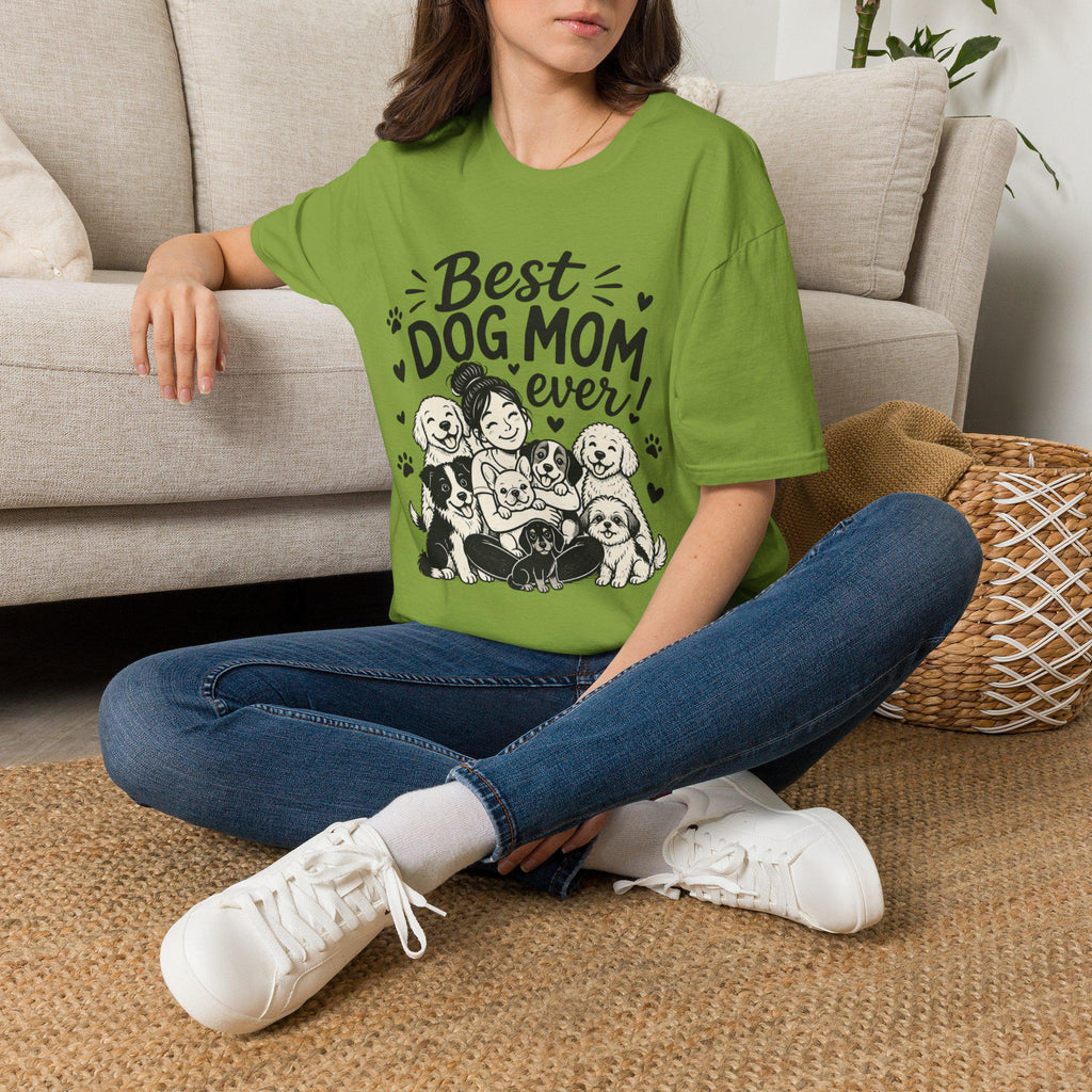 Dog Mom T-Shirt | Hand-Drawn Pups, Lightweight Cotton Tee