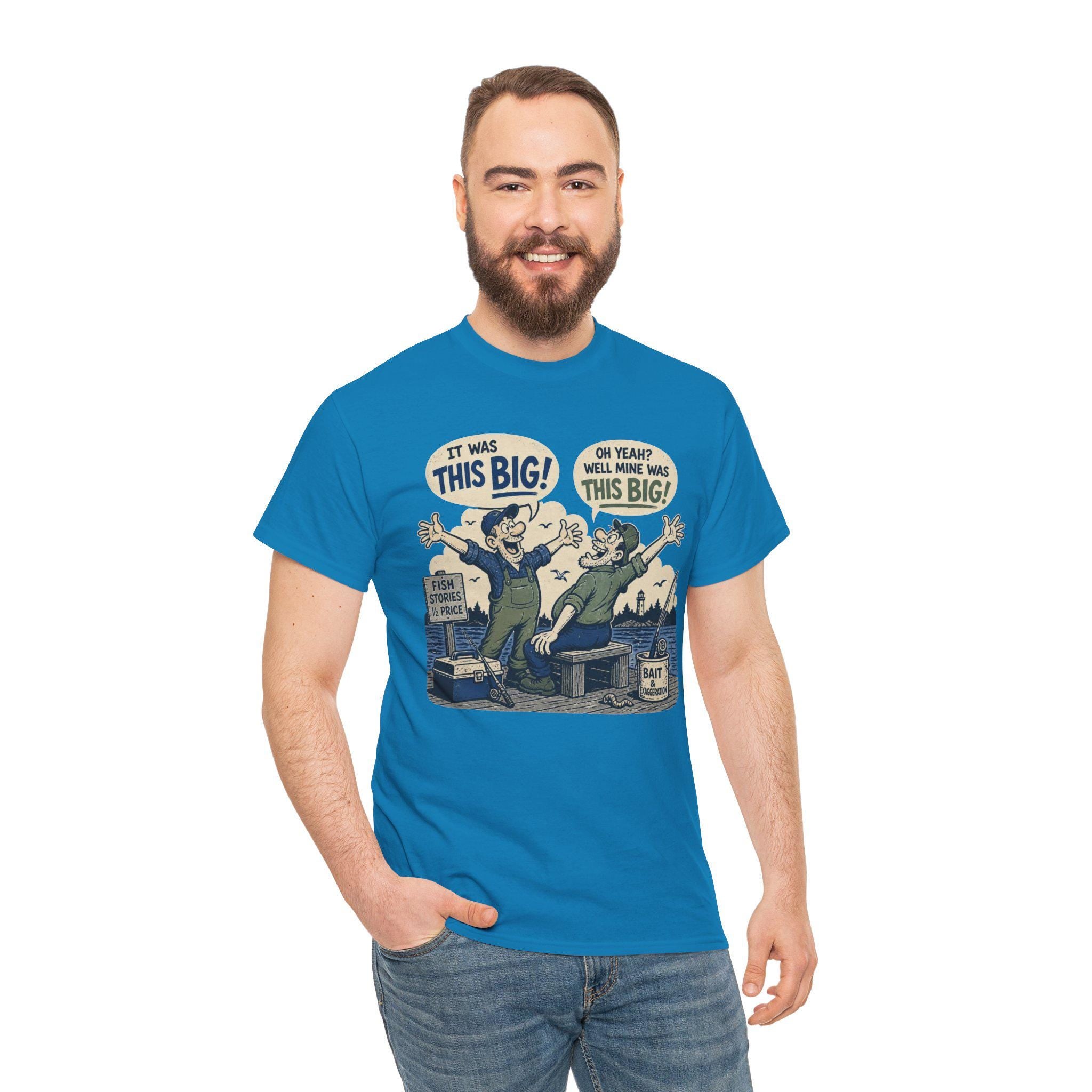Fishing Tale This Big T-Shirt | Retro Cartoon Fishermen Tee