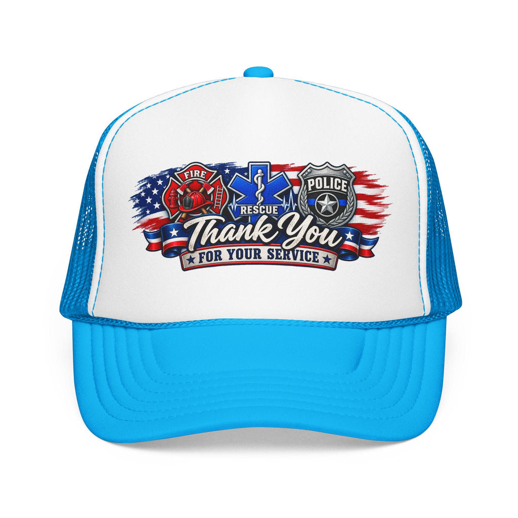 Thank You For Your Service Foam Trucker Hat | Fire EMS Police Tribute cap
