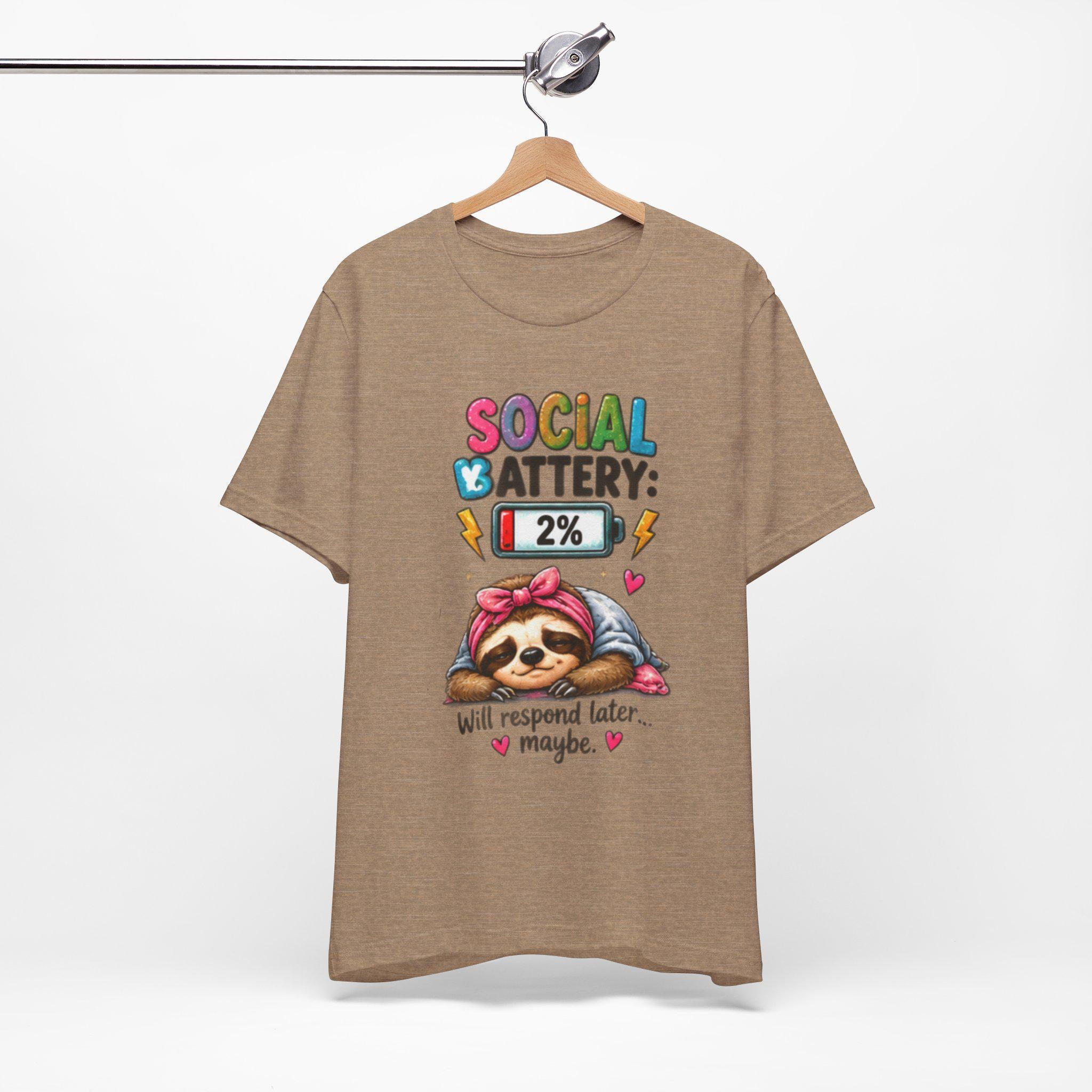 Social Battery Low Tee | Funny Introvert Shirt, Fun Sarcasm Tee Shirt, Bella Canvas Tee