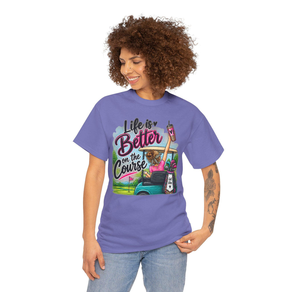Women's Golf T-Shirt | Retro Cart, Bag, Tee Humor (100% Cotton)