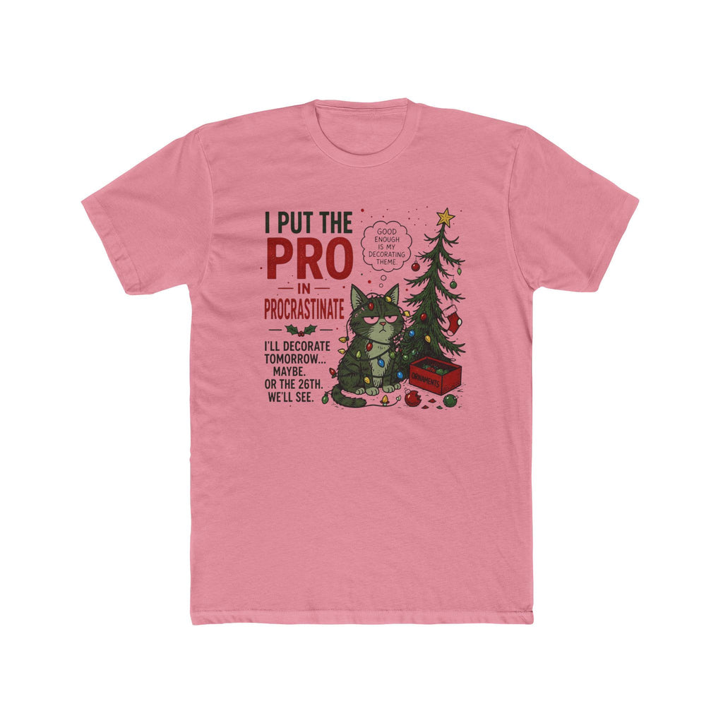 Pro in Procrastinate Cat Tee | Funny Christmas Tree Holiday Shirt