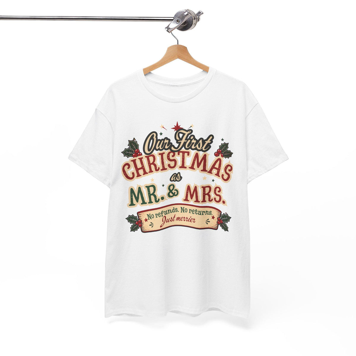 Our First Christmas Mr. & Mrs. T-Shirt | Holiday Couples Tee | Christmas Newlyweds