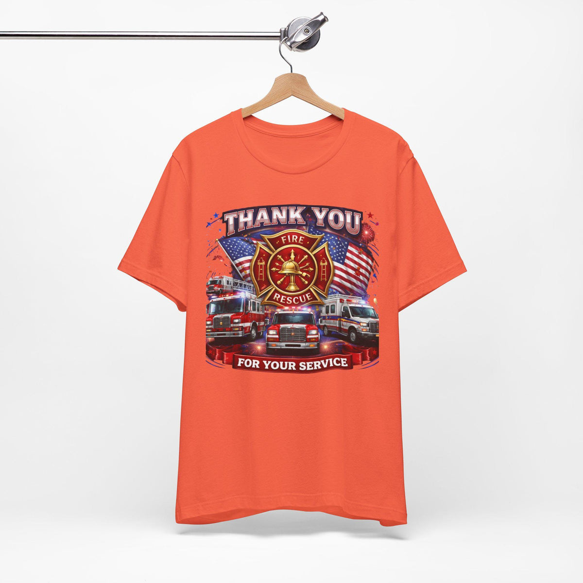 Thank You Fire Rescue For Your Service T-Shirt | Firefighter Tribute Tee