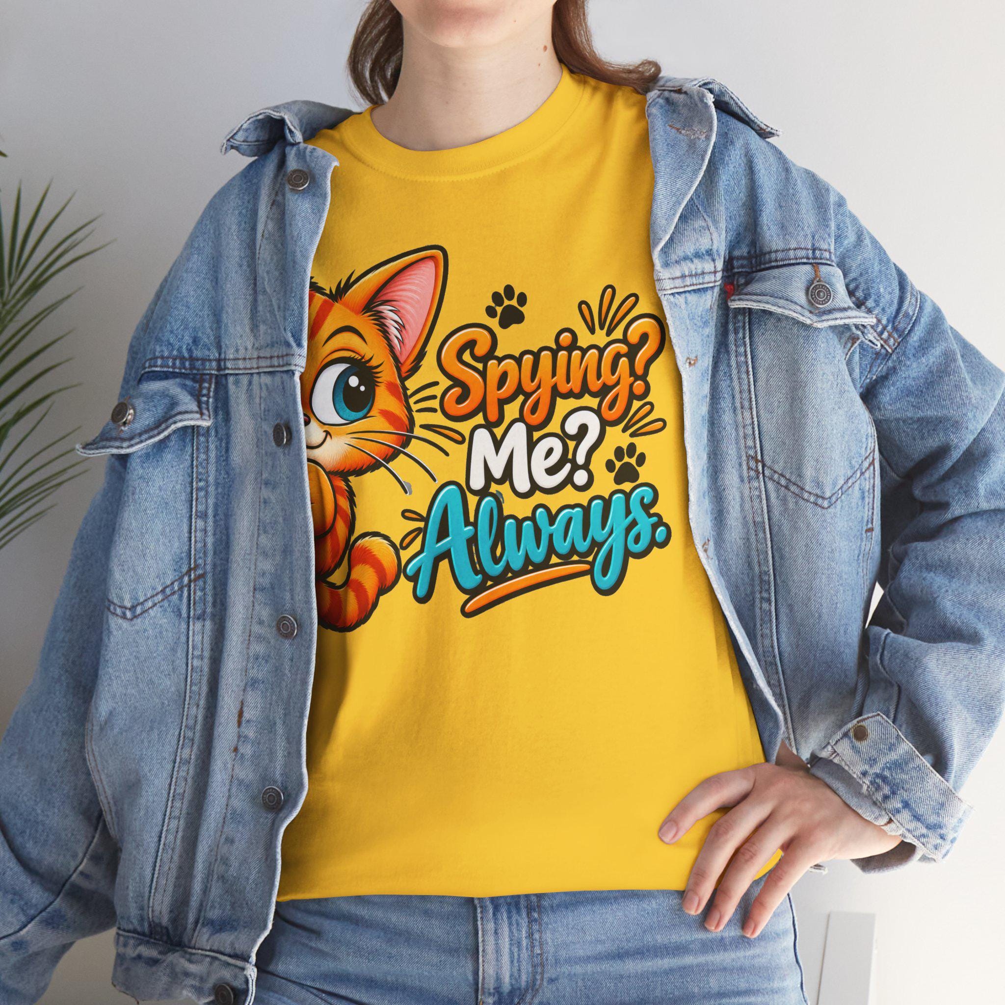 Cat Graphic Tee | Spying Me? Always Cotton T-Shirt
