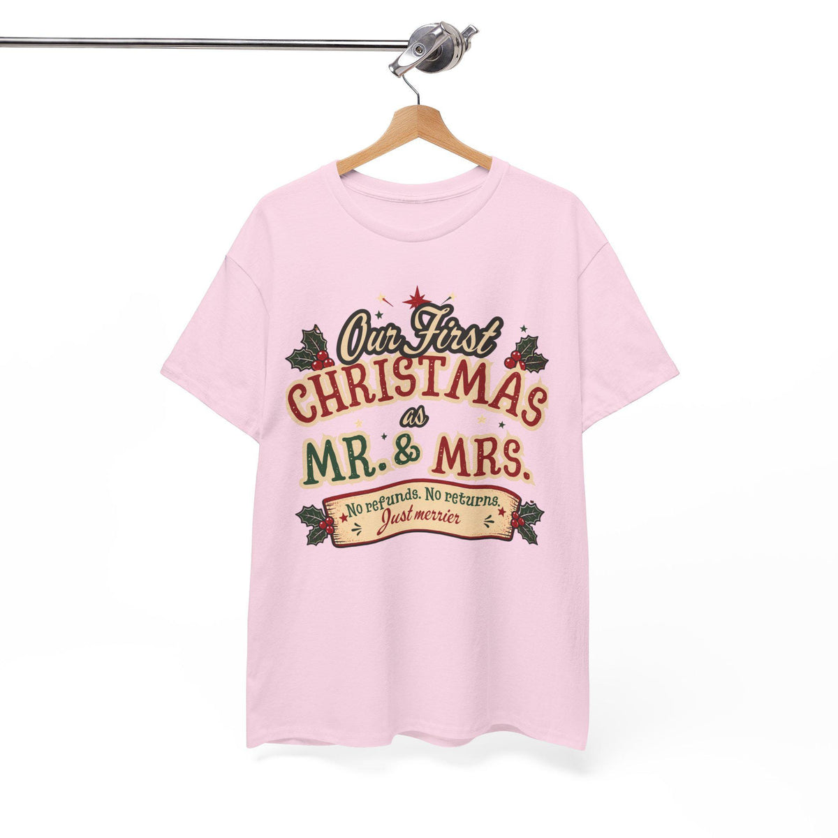 Our First Christmas Mr. & Mrs. T-Shirt | Holiday Couples Tee | Christmas Newlyweds