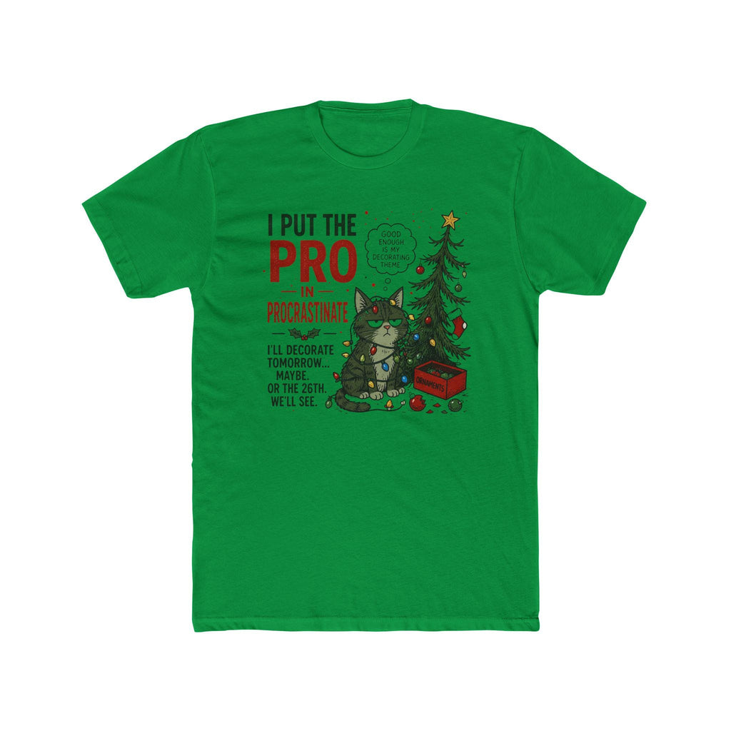 Pro in Procrastinate Cat Tee | Funny Christmas Tree Holiday Shirt