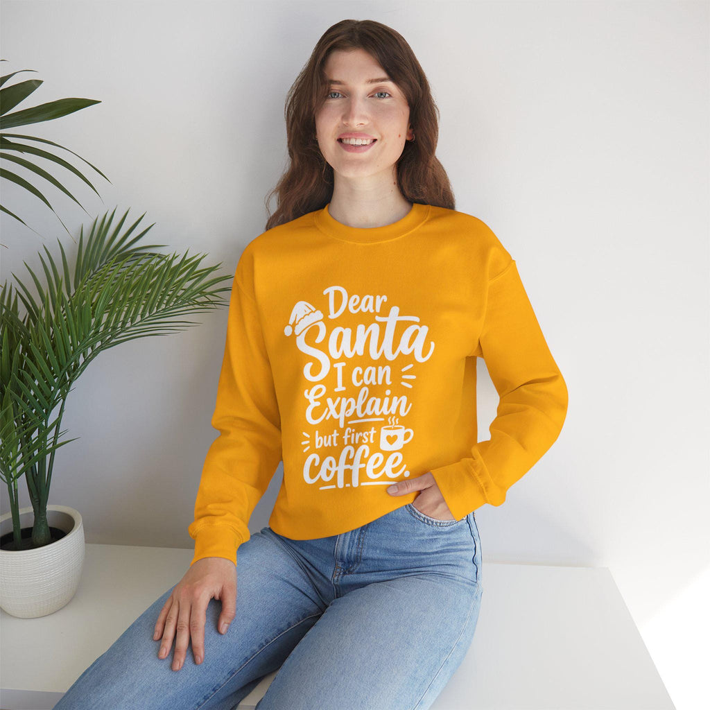 Dear Santa I Can Explain But First Coffee sweatshirt | Christmas crewneck