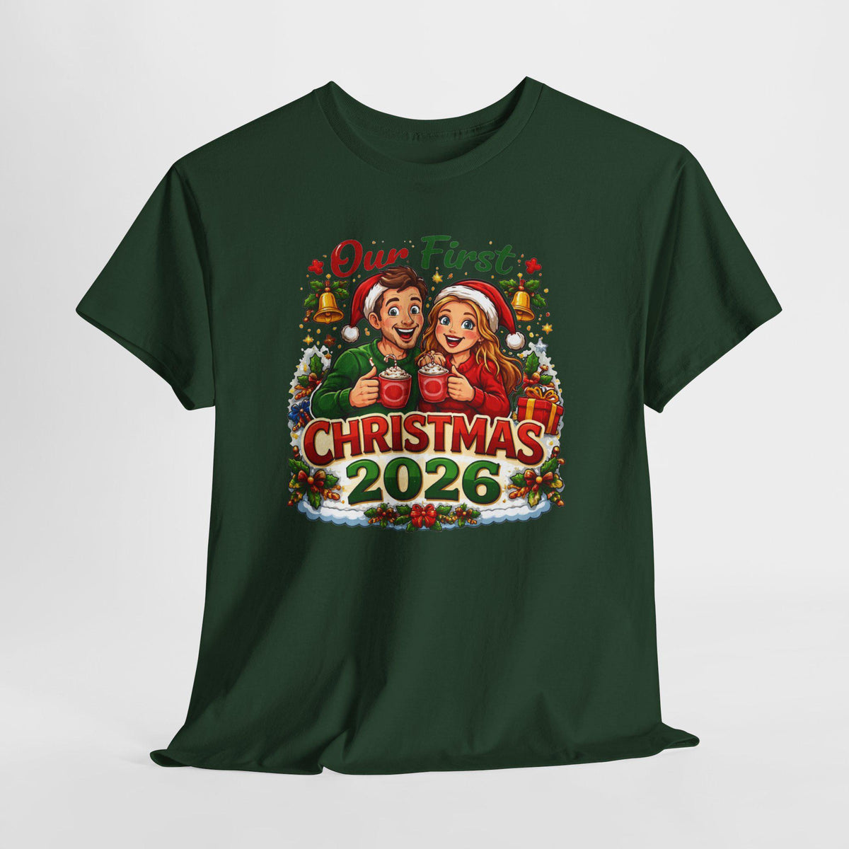 Our First Christmas 2026 T-Shirt | Couples Holiday Pregnancy Announcement