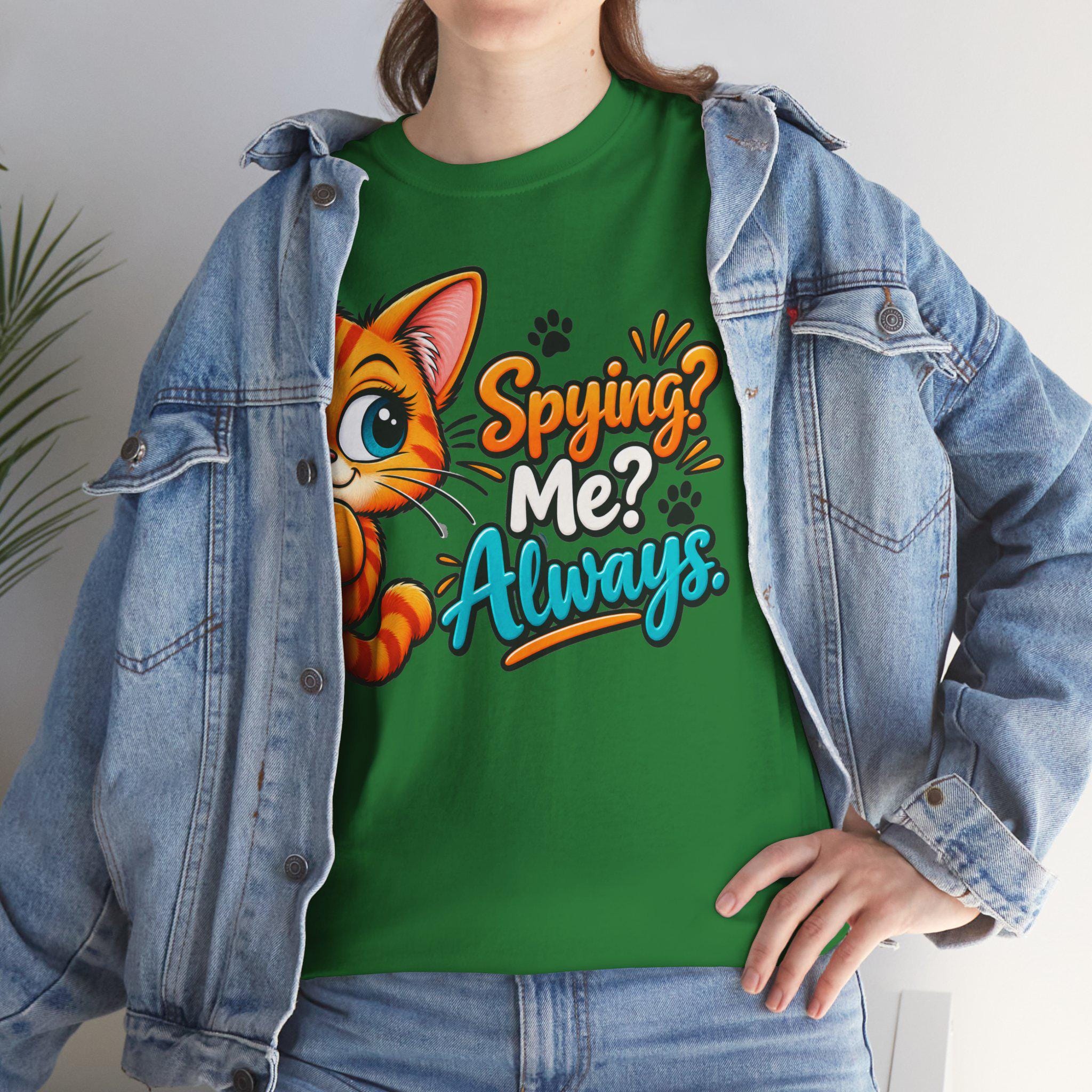 Cat Graphic Tee | Spying Me? Always Cotton T-Shirt