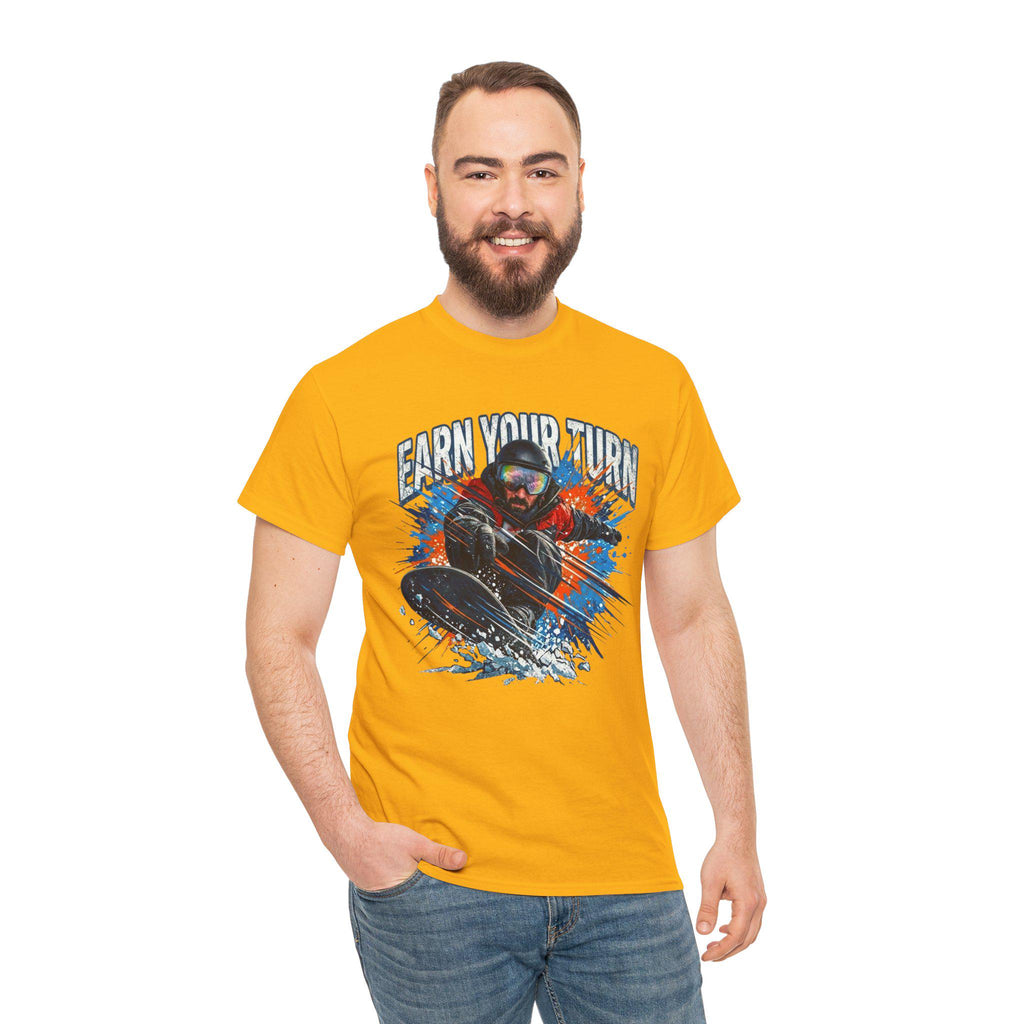 Earn Your Turn Snowboarder graphic tee | Snowboarding shirt, winter sports apparel