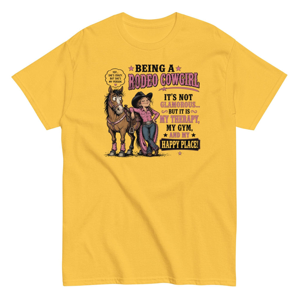 Rodeo Cowgirl Tee: My Therapy, My Happy Place Unisex Cotton Shirt
