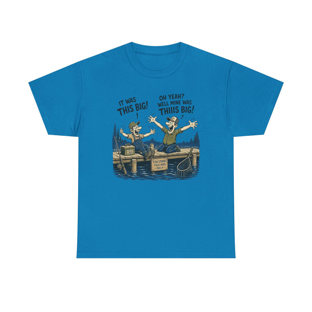 Funny Fishermen Cartoon It Was This Big T-Shirt | Fishing Tee