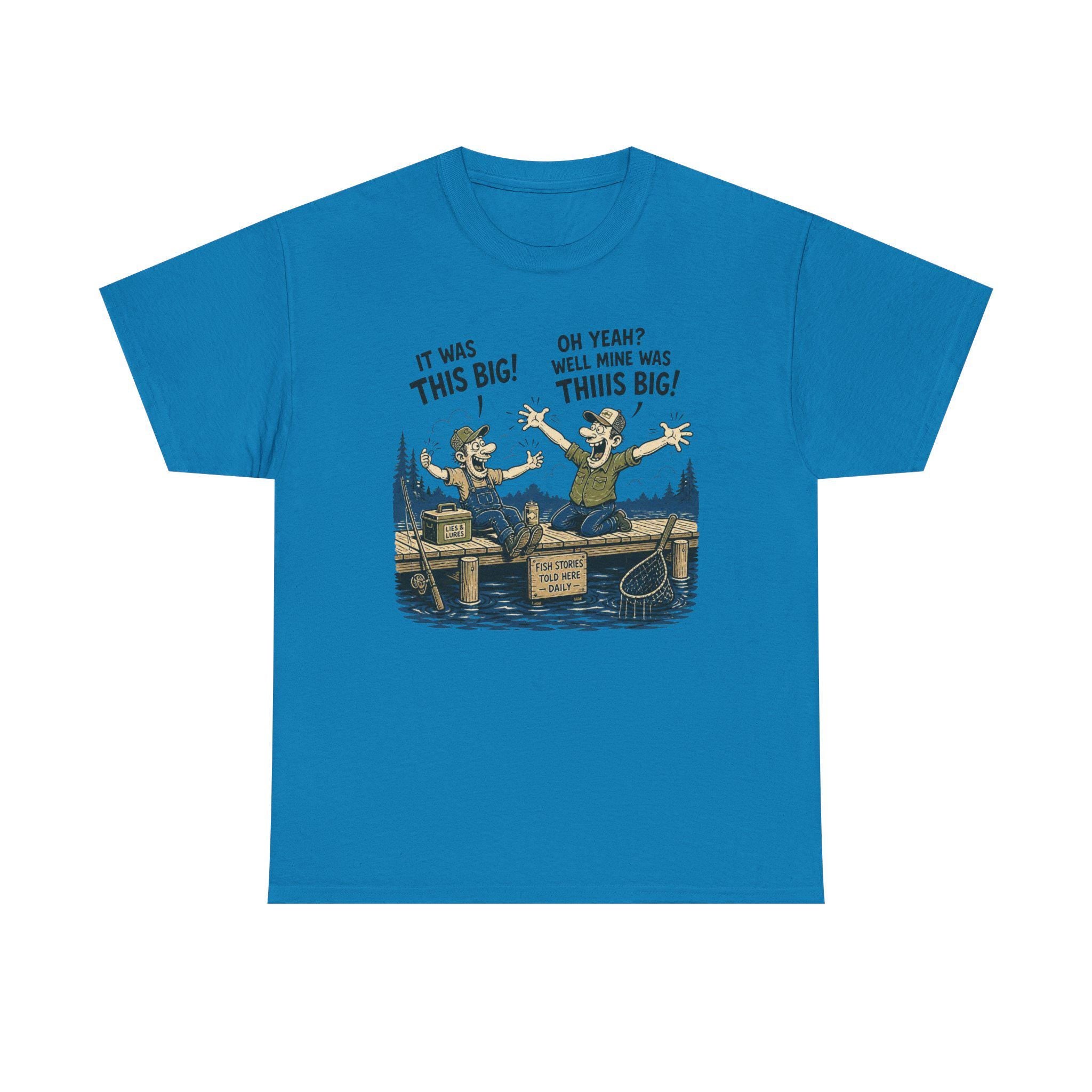 Funny Fishermen Cartoon It Was This Big T-Shirt | Fishing Tee