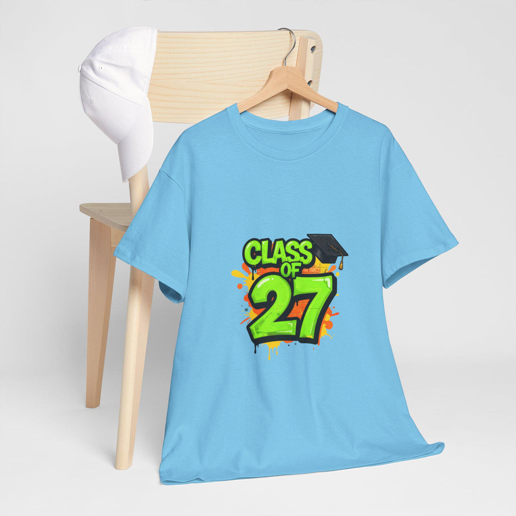 Class of 27 Graduation Tee | Neon Graffiti Grad Cap Design