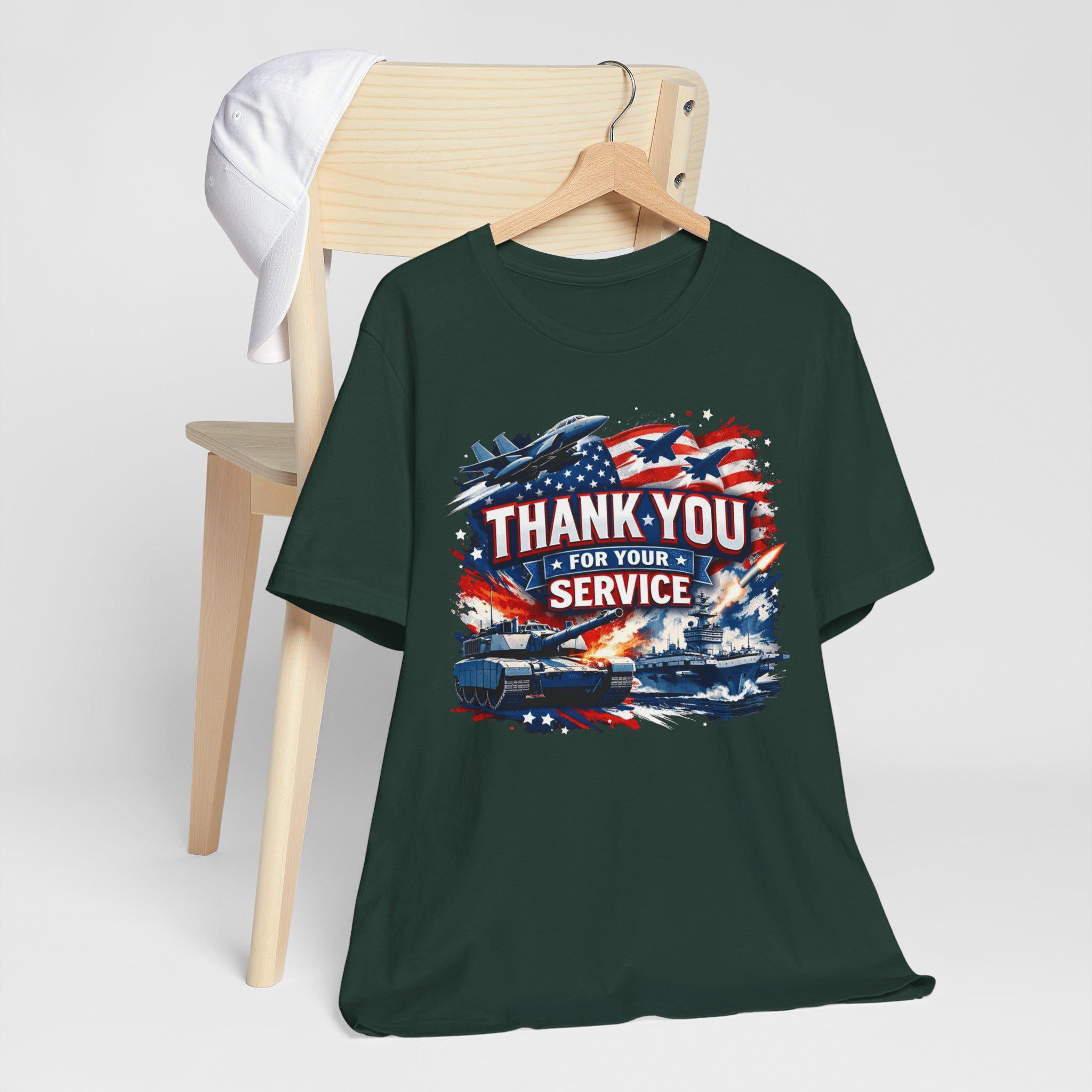 Thank You For Your Service Military Tribute T-Shirt | American Flag Jets Tank