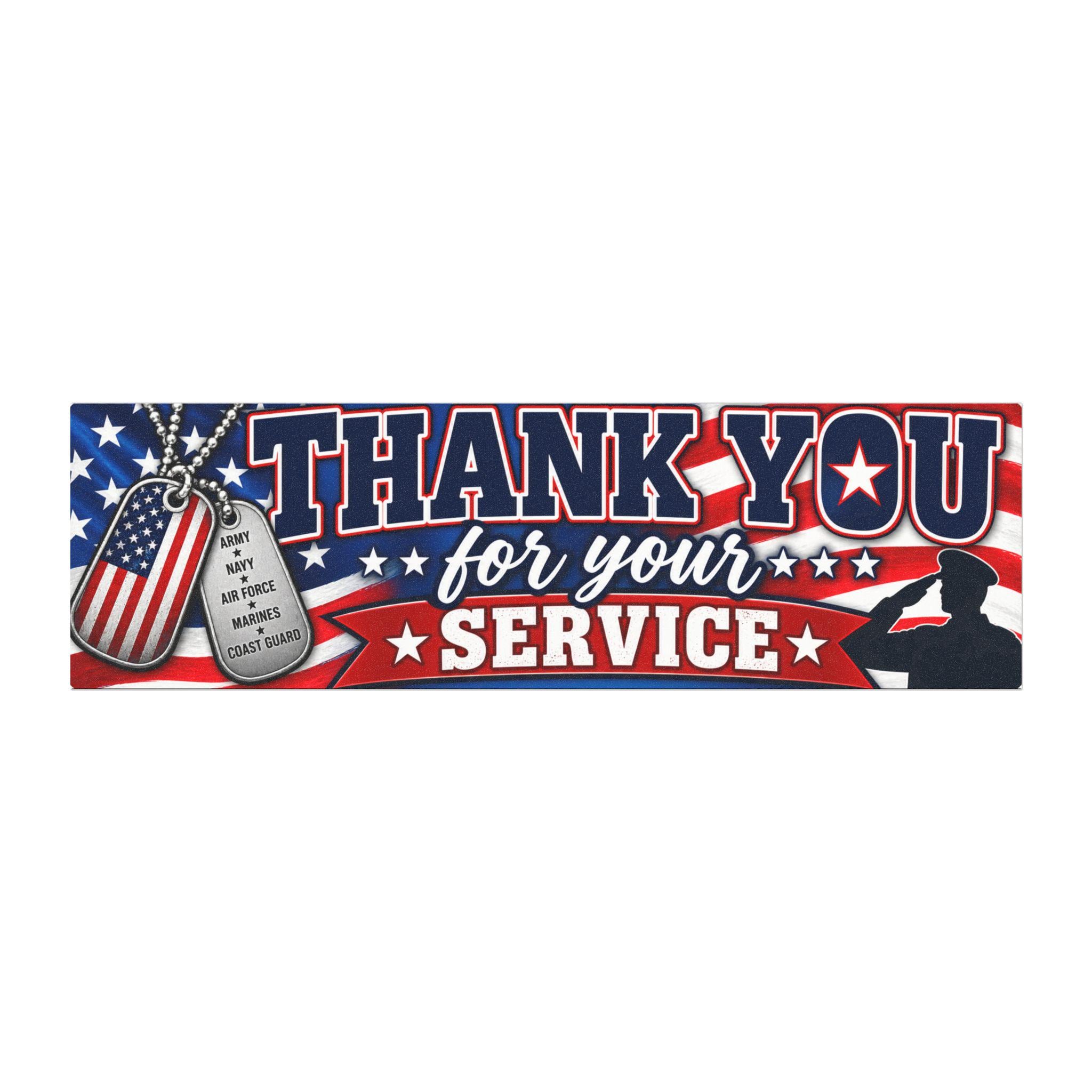 Patriotic Military Car Magnet | Thank You for Service, Dog Tags, Saluting Soldier