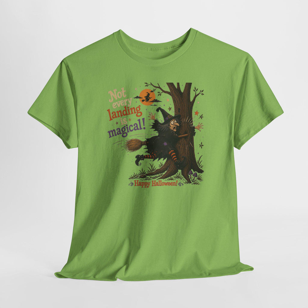 Witch Halloween Tee | Broom Landing Gone Wrong, Pumpkin Orange (100% Cotton)