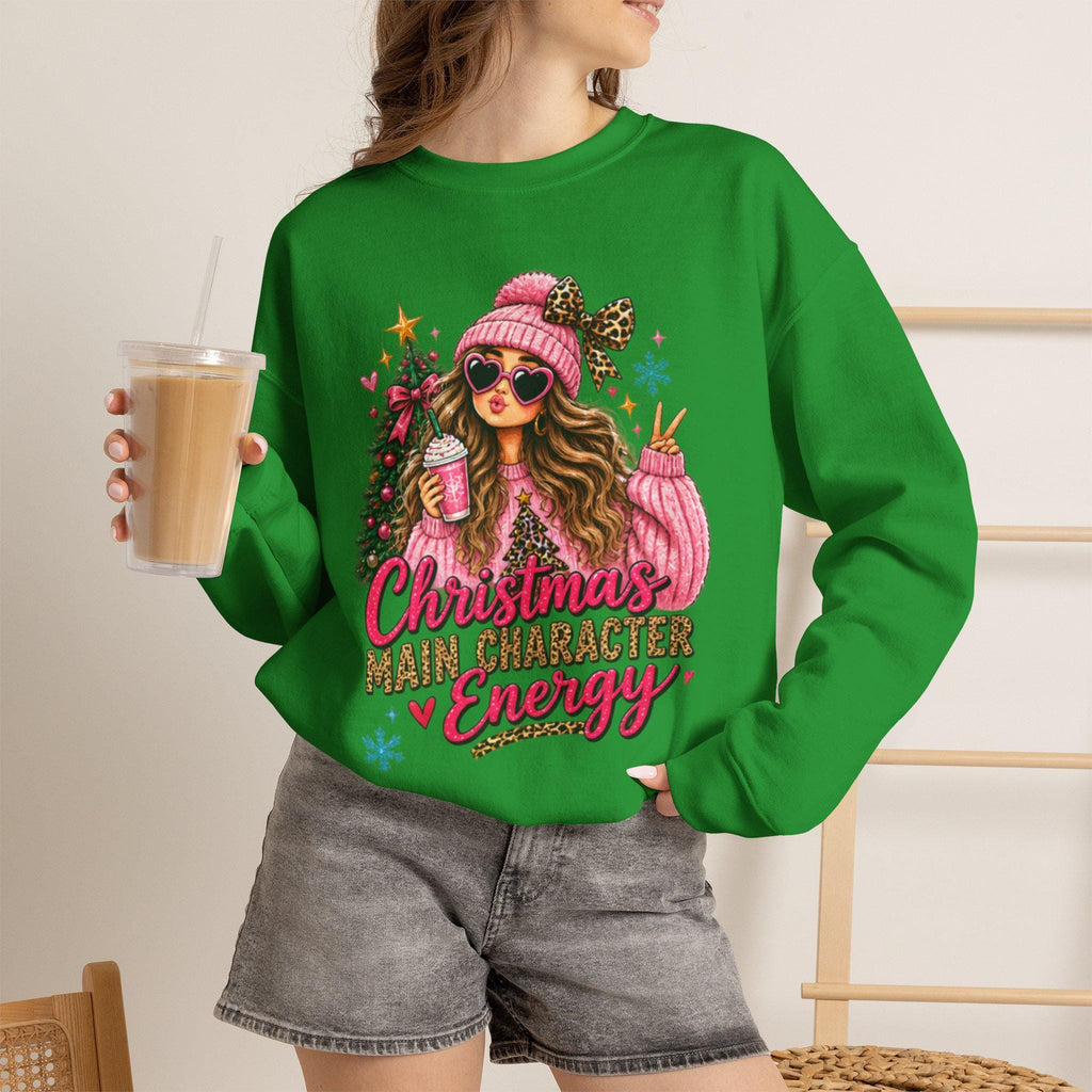 Pink Christmas Tree Sweatshirt, GenZ Christmas Crewneck, Cute Holiday Sweatshirt for Her, Retro Xmas Gift, Trendy Womens Winter Top