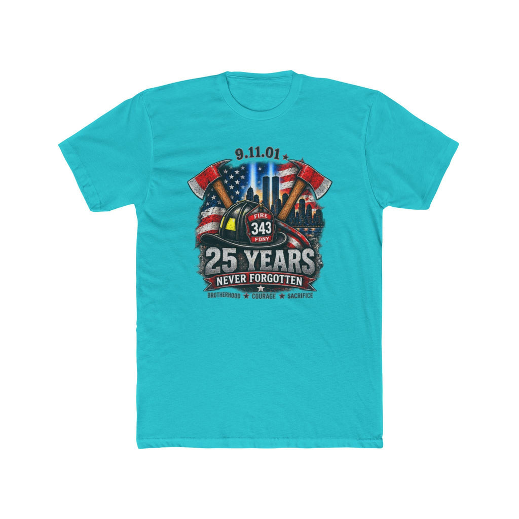 9/11 25 Years Never Forgotten Tee | 9 11 Firefighter Tribute, 343 Helmet Memorial