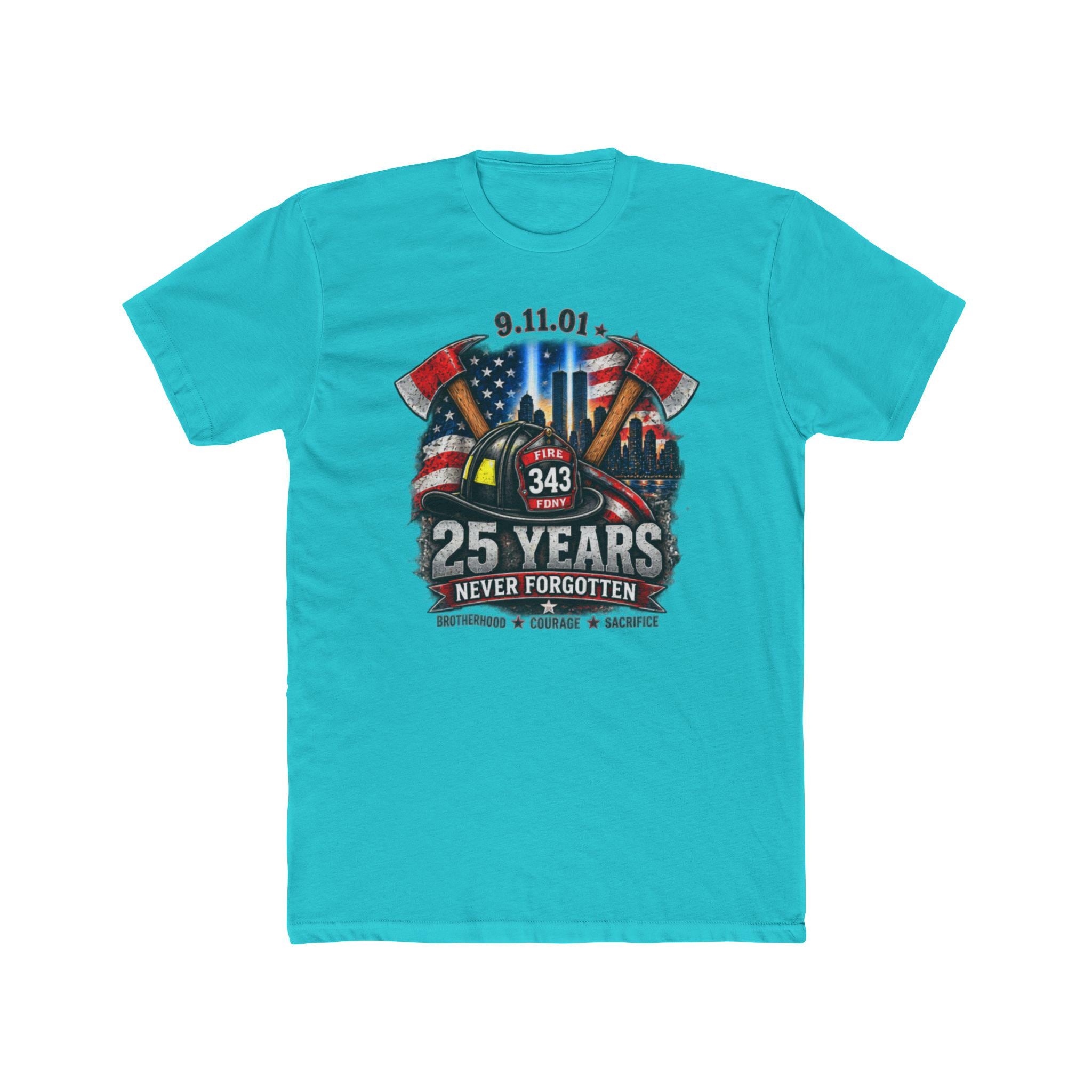9/11 25 Years Never Forgotten Tee | 9 11 Firefighter Tribute, 343 Helmet Memorial
