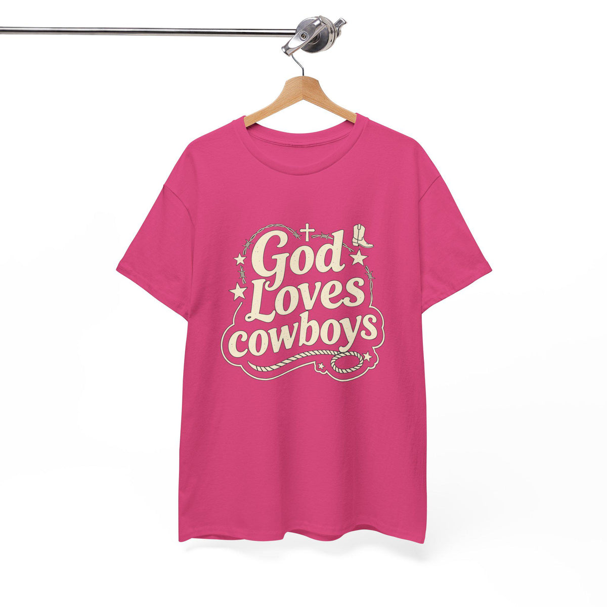 God Loves Cowboys T-Shirt | Western Christian Typography Tee
