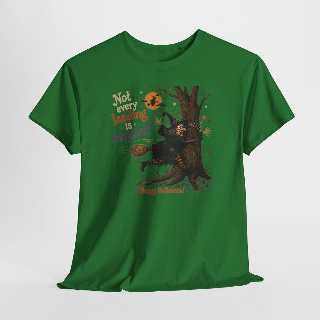 Witch Halloween Tee | Broom Landing Gone Wrong, Pumpkin Orange (100% Cotton)