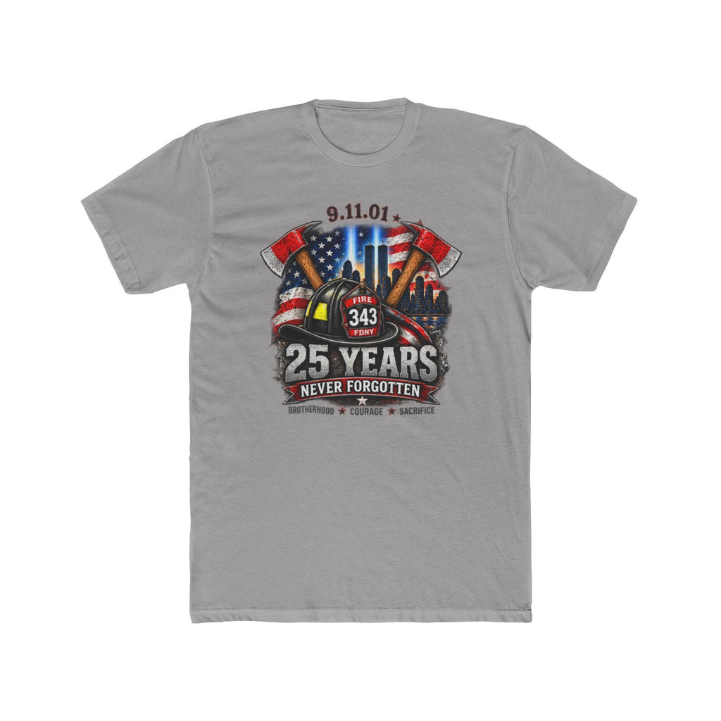 9/11 25 Years Never Forgotten Tee | 9 11 Firefighter Tribute, 343 Helmet Memorial