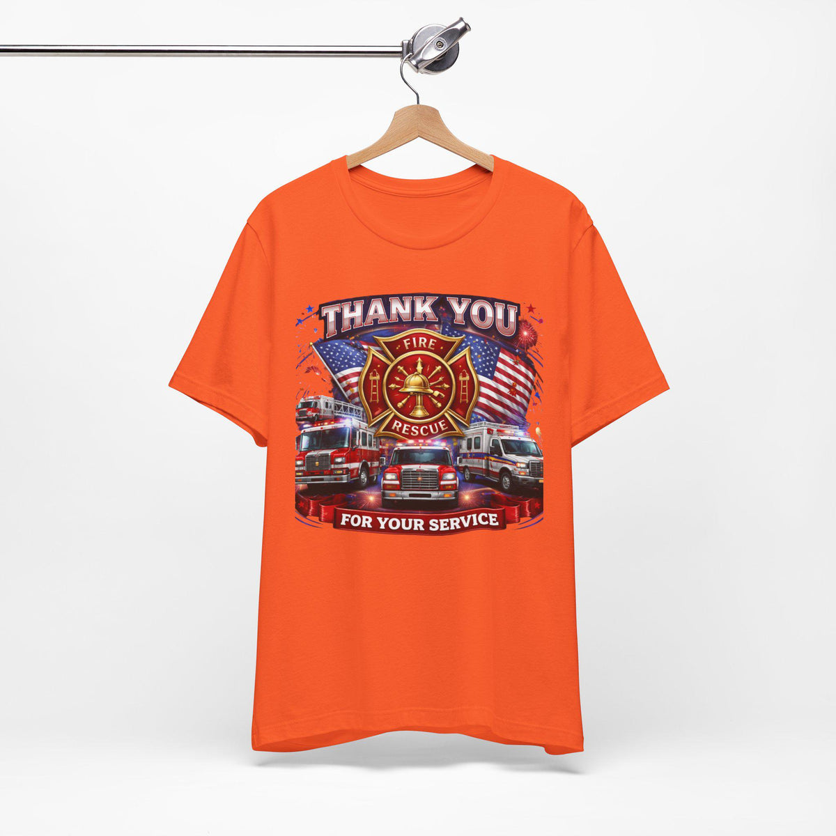 Thank You Fire Rescue For Your Service T-Shirt | Firefighter Tribute Tee