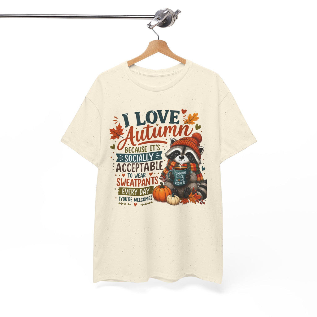 I Love Autumn Raccoon Tee | Fall Leaves, Pumpkin, Humorous autumn saying